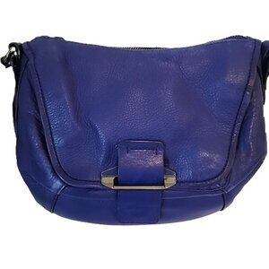 Kooba Gary Blue Leather Crossbody Shoulder Bag Purse